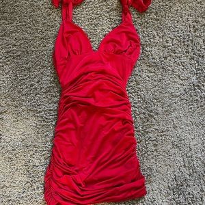 Scrunched Red mini dress